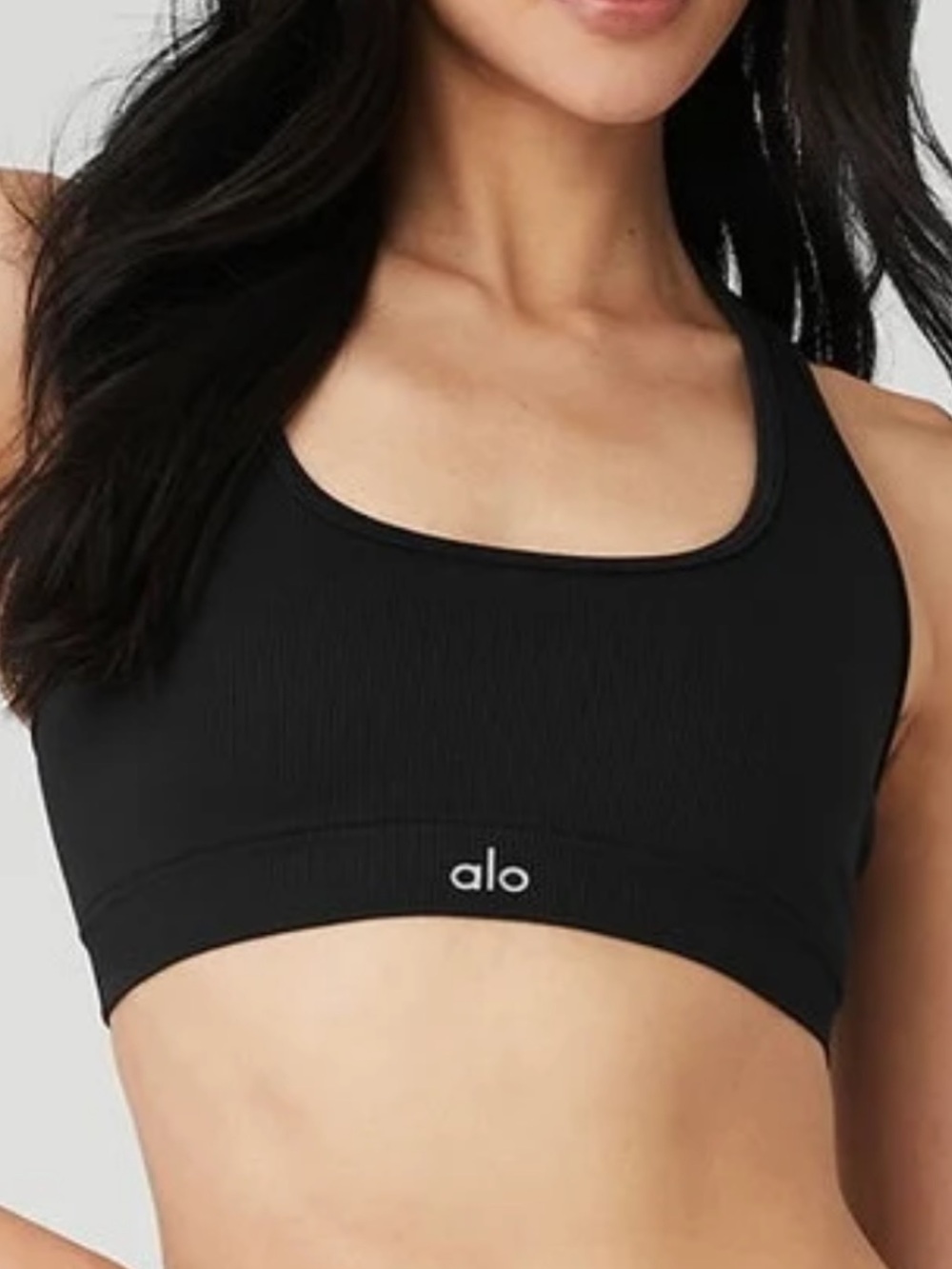 ALO Yoga Black Ribbed Sports Bra size small